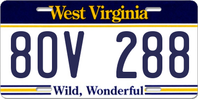 WV license plate 8OV288
