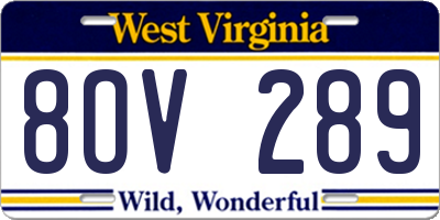 WV license plate 8OV289