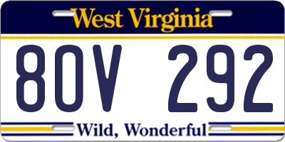 WV license plate 8OV292