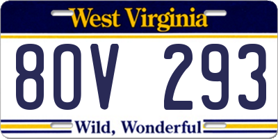 WV license plate 8OV293