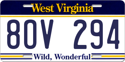 WV license plate 8OV294