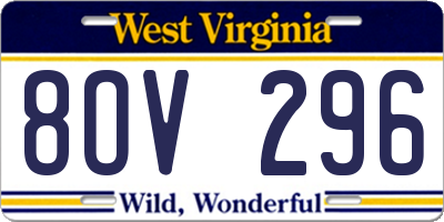 WV license plate 8OV296