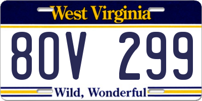 WV license plate 8OV299
