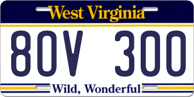 WV license plate 8OV300