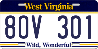 WV license plate 8OV301
