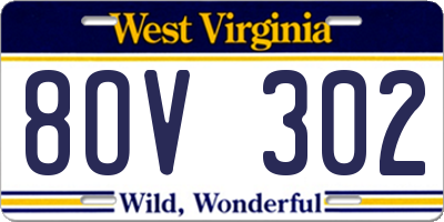 WV license plate 8OV302