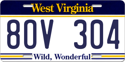 WV license plate 8OV304