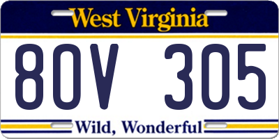 WV license plate 8OV305