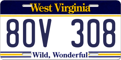 WV license plate 8OV308