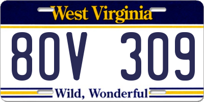 WV license plate 8OV309