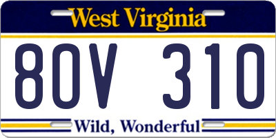 WV license plate 8OV310