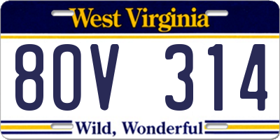 WV license plate 8OV314
