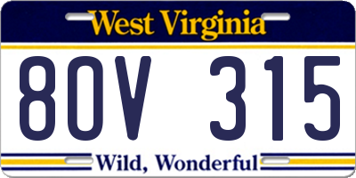 WV license plate 8OV315