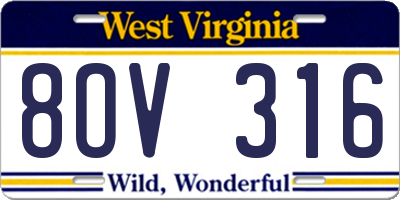 WV license plate 8OV316