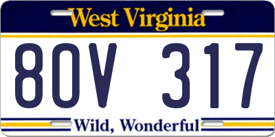 WV license plate 8OV317