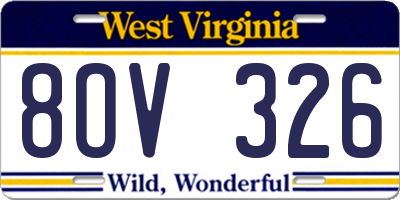 WV license plate 8OV326