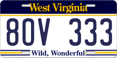 WV license plate 8OV333