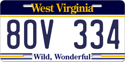 WV license plate 8OV334