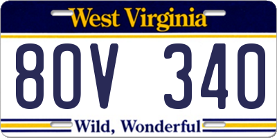 WV license plate 8OV340