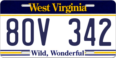 WV license plate 8OV342