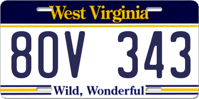 WV license plate 8OV343