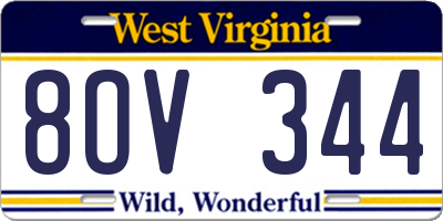 WV license plate 8OV344