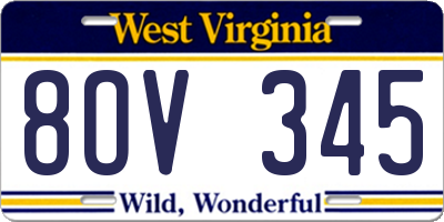 WV license plate 8OV345