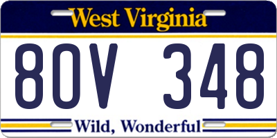 WV license plate 8OV348