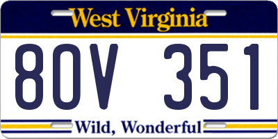 WV license plate 8OV351