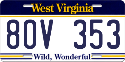 WV license plate 8OV353
