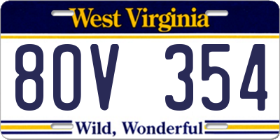 WV license plate 8OV354