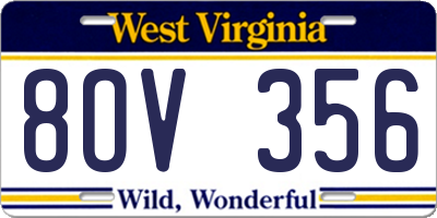 WV license plate 8OV356