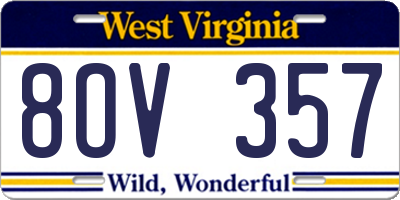 WV license plate 8OV357