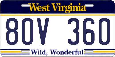 WV license plate 8OV360
