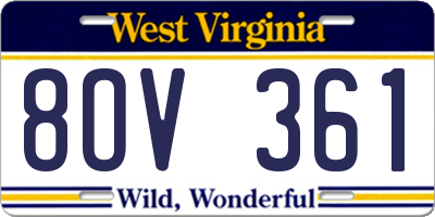 WV license plate 8OV361