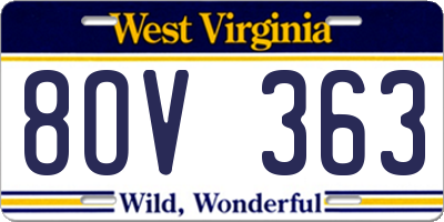WV license plate 8OV363