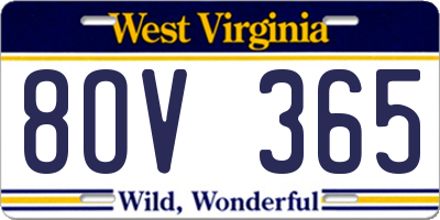 WV license plate 8OV365