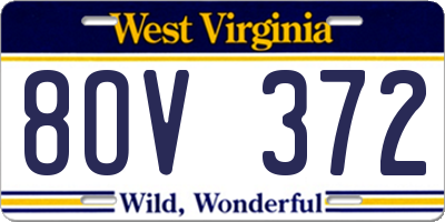 WV license plate 8OV372