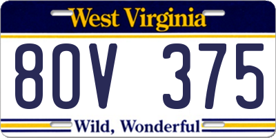 WV license plate 8OV375