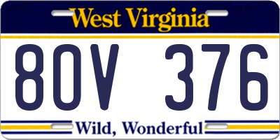 WV license plate 8OV376