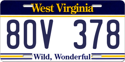WV license plate 8OV378