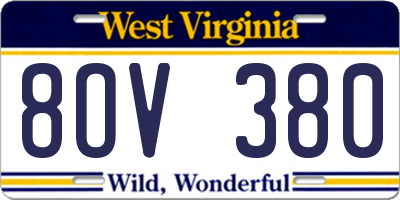 WV license plate 8OV380