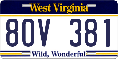 WV license plate 8OV381