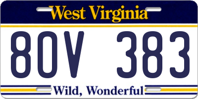 WV license plate 8OV383