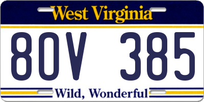WV license plate 8OV385