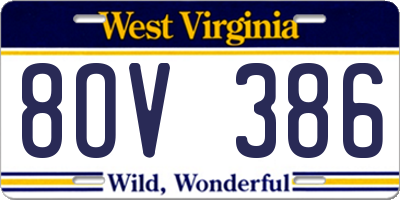 WV license plate 8OV386