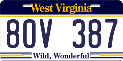 WV license plate 8OV387