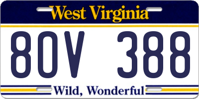 WV license plate 8OV388