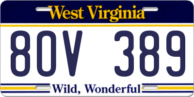 WV license plate 8OV389