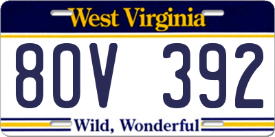 WV license plate 8OV392